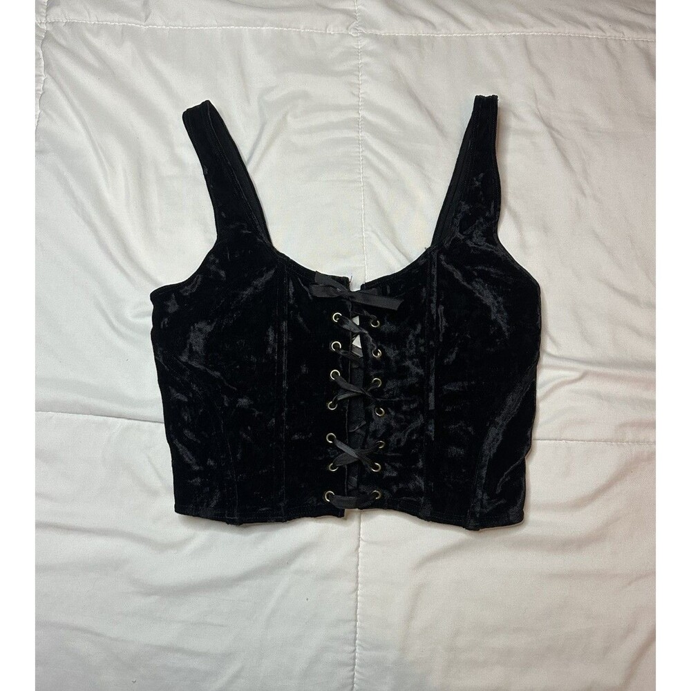VTG 90s/y2k Papillon Blanc Corset Bustier Black Velvet Vampy Witchy Whimsygoth S